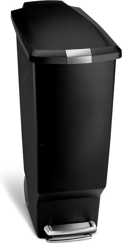 Photo 1 of **parts only ***simplehuman 40 Liter / 10.6 Gallon Slim Kitchen Step Trash Can With Secure Slide Lock, Black Plastic