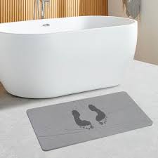 Photo 1 of  Stone Bath Mat, Natural Premium Diatomaceous Earth Bath Mat, Non Slip Super Absorbent Diatomite Stone Bath Mat, Easy to Clean (23.6 x 15.4 in/Darkgrey
