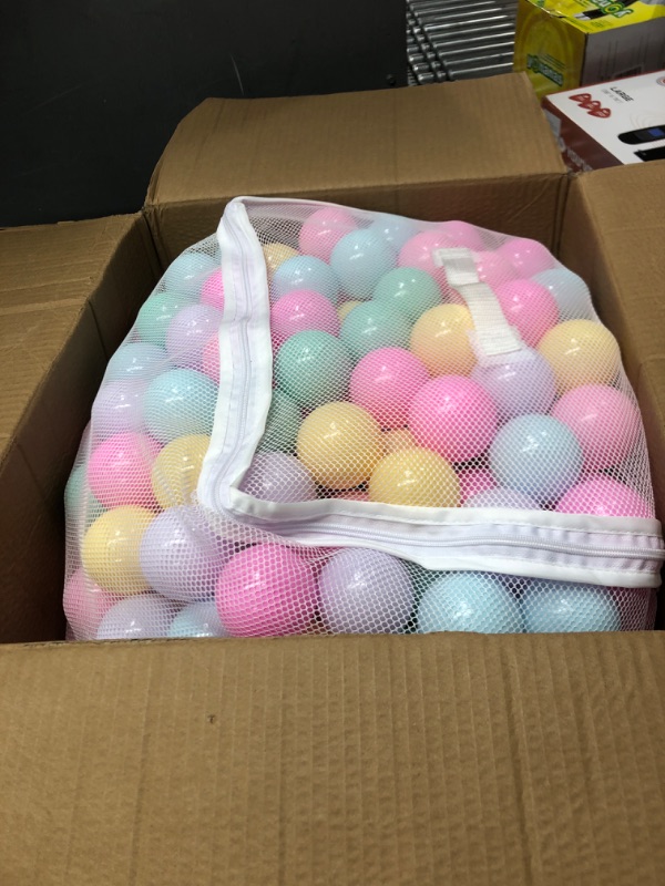 Photo 1 of Amazon Basics BPA Free Crush-Proof Plastic Ball Pit Balls with Storage Bag, Toddlers Kids 12+ Months, 6 Pastel Colors - Pack of 400 6 Pastel Colors 400 Balls
