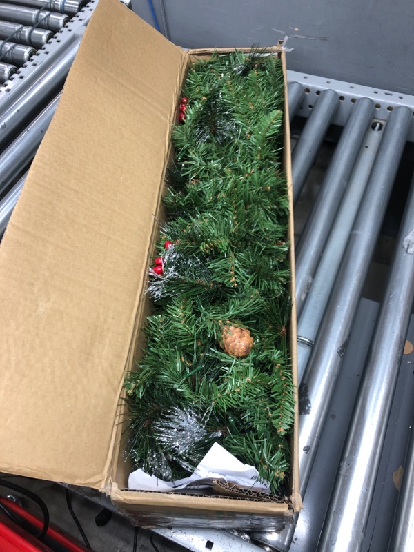 Photo 1 of National Tree Company Pre-lit Artificial Christmas Garland |Crestwood Spruce - 9ft & Company Pre-lit Artificial Christmas Garland | Flocked with Mixed Decorations and Lights | Crestwood Spruce - 9 ft Battery Operated Tree + Garland with Lights