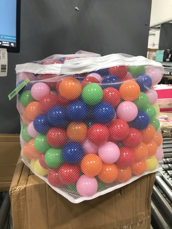 Photo 3 of Click N' Play Phthalate Free BPA Free Crush Proof Plastic Ball Pit Balls in Reusable and Durable Storage Mesh Bag with Zipper 400 Pack