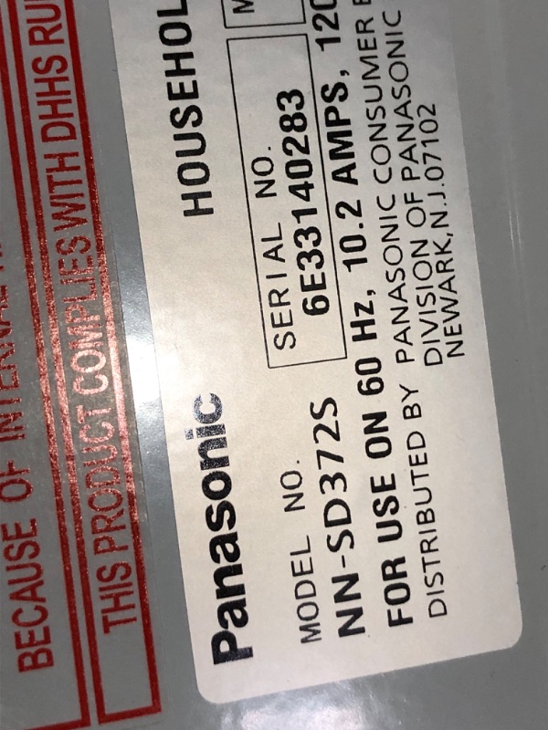 Photo 2 of **H97 ERROR CODE**NON FUNCTIONAL**
Panasonic Microwave Oven NN-SD372S Stainless Steel Countertop 0.8 Cu. Ft, 950W