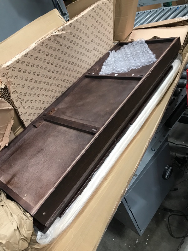 Photo 1 of FRANSOUL Bench with 3 Shutter-Shaped Doors, Shoe Removable Cushion and Hidden Storage, Wooden Construction, Space Saving? Easy to Assemble, Brown, Espresso