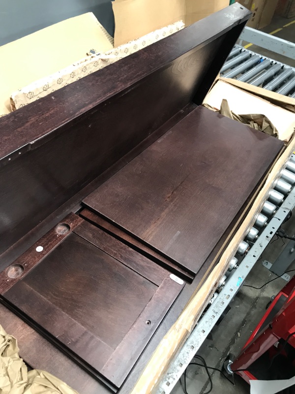 Photo 1 of FRANSOUL Bench with 3 Shutter-Shaped Doors, Shoe Removable Cushion and Hidden Storage, Wooden Construction, Space Saving? Easy to Assemble, Brown, Espresso