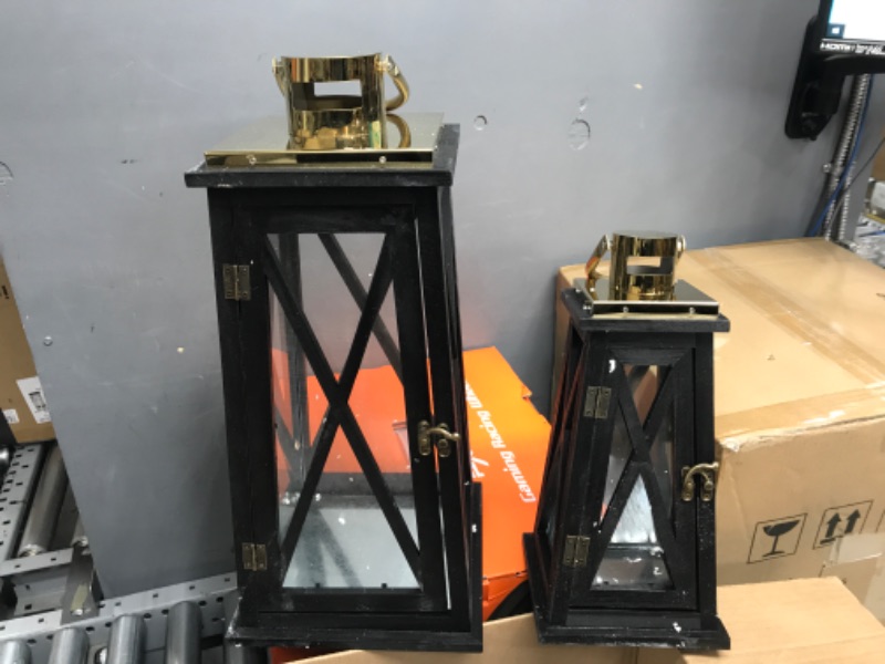 Photo 1 of 12''&18'' H Metal Decorative Candle Holders Rustic Hanging Lantern(Set of 2)
