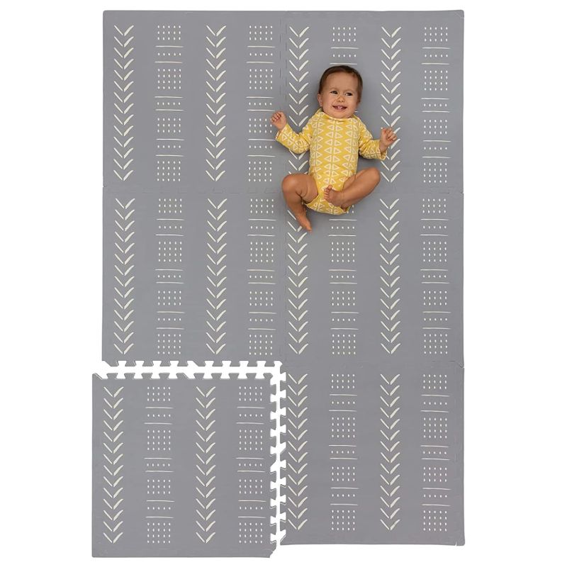 Photo 1 of CHILDLIKE BEHAVIOR Baby Play Mat - Play Pen Tummy Time Mat & Crawling Mat Foam Play Mat for Baby with Interlocking Floor Tiles 72x48 Inches Puzzle - Baby Floor Mat Infants & Toddlers (X-Large, Grey)
