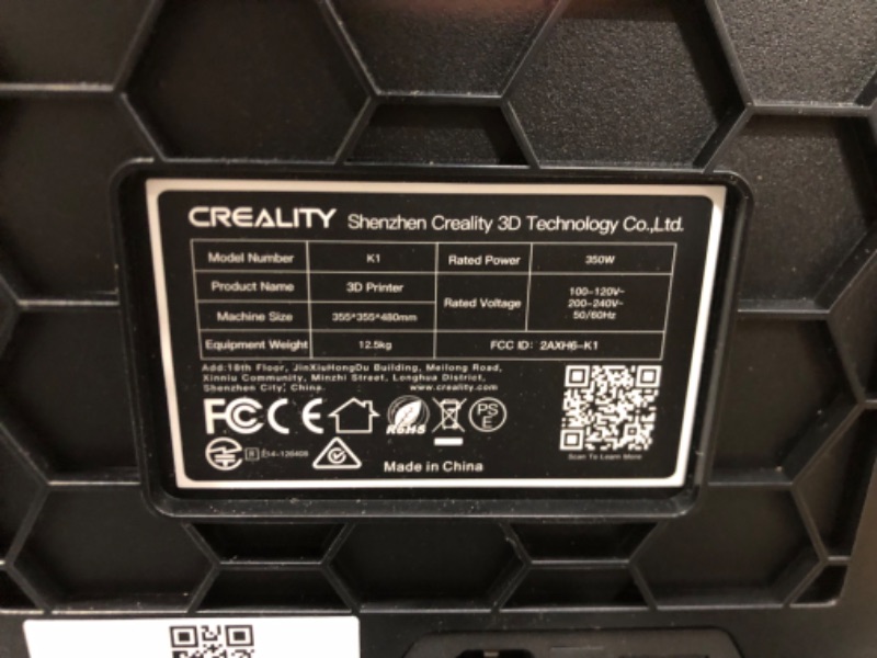 Photo 1 of Creality K1 3D Printer Official 2nd Generation Upgrade, 600mm/s High-Speed 3D Printer with G-Sensor, Upgraded 0.1mm Smooth Detail, Printing Size 8.66x8.66x9.84?, Hands-Free Auto Leveling, Dual Fans