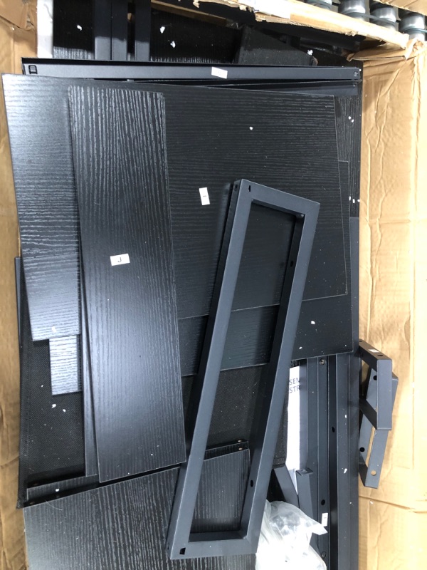 Photo 1 of CubiCubi 47 Inch Computer Office Home Desk with Fabric Drawers and Storage Shelfs, Small Modern Desk Study Writing Table with Monitor Shelf, Black 47" with Shelf Black