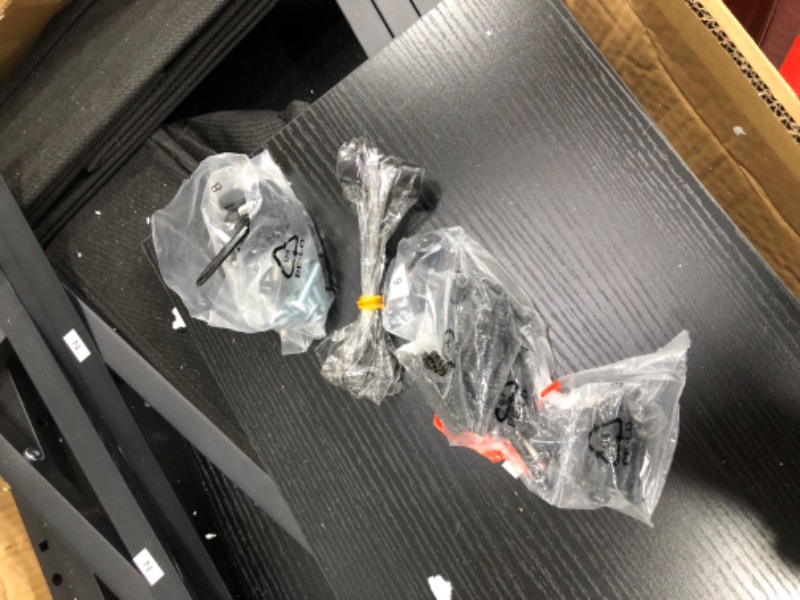 Photo 1 of CubiCubi 47 Inch Computer Office Home Desk with Fabric Drawers and Storage Shelfs, Small Modern Desk Study Writing Table with Monitor Shelf, Black 47" with Shelf Black