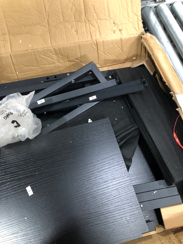 Photo 1 of CubiCubi 47 Inch Computer Office Home Desk with Fabric Drawers and Storage Shelfs, Small Modern Desk Study Writing Table with Monitor Shelf, Black 47" with Shelf Black