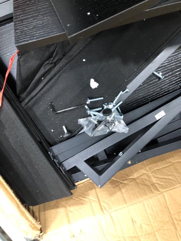 Photo 1 of CubiCubi 47 Inch Computer Office Home Desk with Fabric Drawers and Storage Shelfs, Small Modern Desk Study Writing Table with Monitor Shelf, Black 47" with Shelf Black