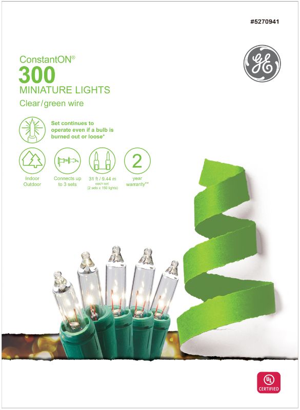 Photo 1 of 64656 - GE ConstantON® Incandescent Miniature Lights, 300ct, Clear
