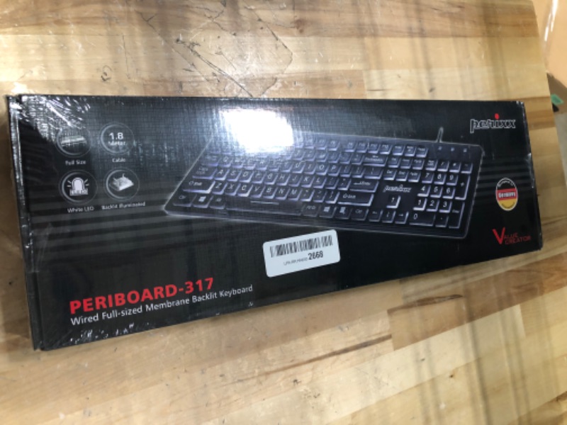 Photo 2 of Perixx PERIBOARD-317 Wired Backlit USB Keyboard, Big Print Letter with White Illuminated LED, US English Layout White Backlit