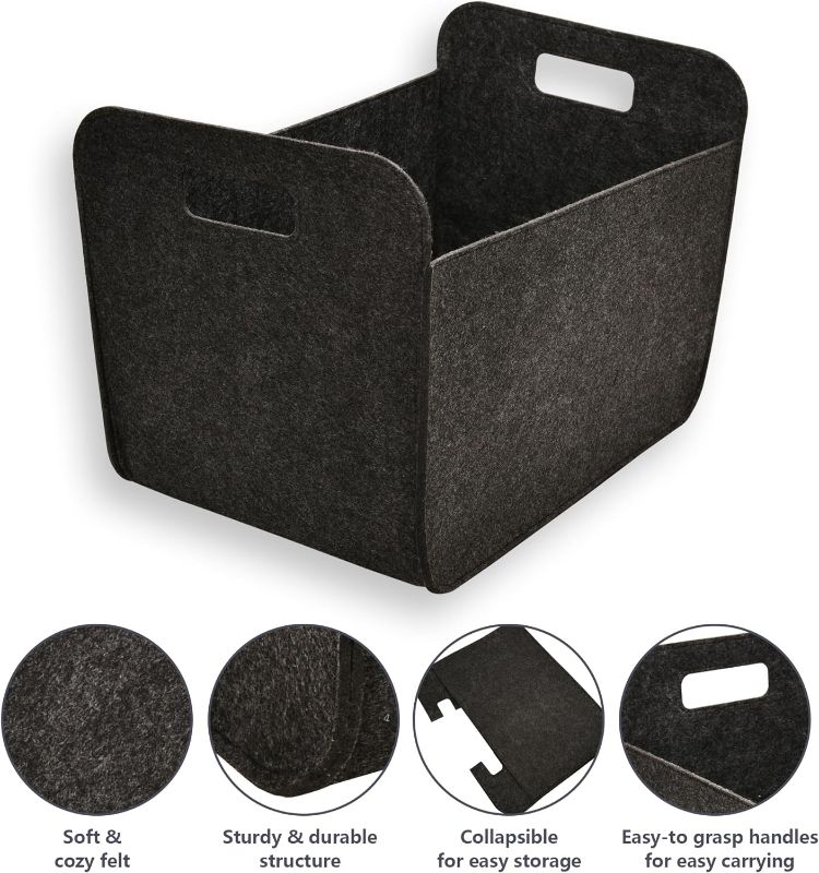 Photo 1 of Acrola 3-Pack FlexForm Felt Storage Bins: 16.5"x11.8"x11.8" - Premium 3mm Thick, Collapsible & Spacious - Ideal for Home & Office Organization (Gray)
