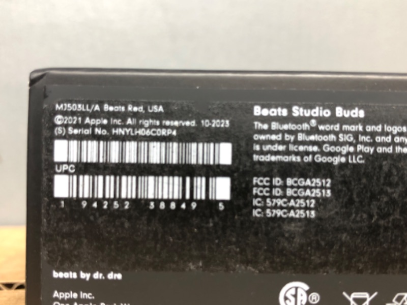 Photo 1 of *BRAND NEW, FACTORY SEALED*
Beats Studio Buds - True Wireless Noise Cancelling Earbuds - Compatible with Apple & Android, Built-in Microphone, IPX4 Rating, Sweat Resistant Earphones, Class 1 Bluetooth Headphones Red