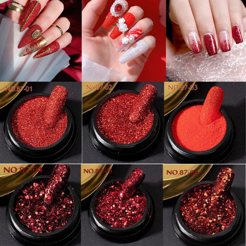 Photo 1 of 2 sets of nail glitter red