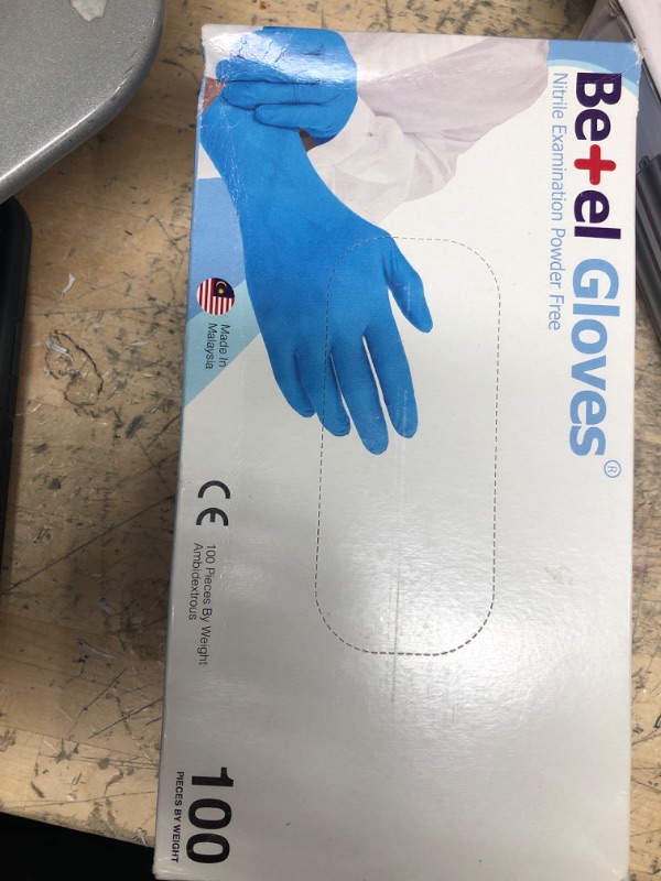 Photo 1 of 100 pack blue nitrile gloves