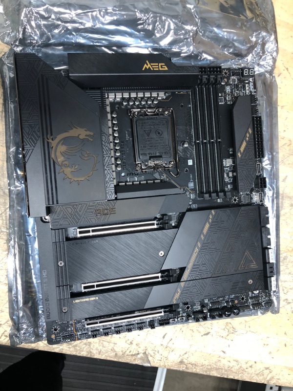 Photo 9 of ***SEE CLERK COMMENTS***
MSI MEG Z790 ACE Motherboard E-ATX - Supports Intel Core 12/13th Gen Processors, LGA 1700, DDR5 Boost (7800+MHz/OC), 2x PCIe 5.0 x16, 1x PCIe 4.0 x16, 1 x M.2 Gen5, 4 x M.2 Gen4, 2.5Gbps LAN, Wi-Fi 6E
