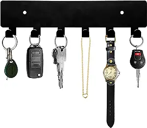 Photo 1 of GTK Key Holder for Wall, Key Hooks with 6 Hooks, Wall Mounted Key Holder for Hallway, Self Adhesive Key Rack(Black)