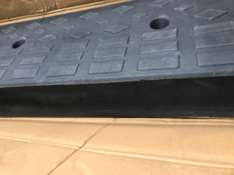 Photo 1 of 2 Pack 4'' Rise Rubber Curb Ramp Heavy Duty Loading Rubber Curb Ramps 5 Tons Driveway Ramp Car Slope Ramp for Loading Dock Bike Vehicle Warehouse Sidewalk Wheelchair… (4" H)