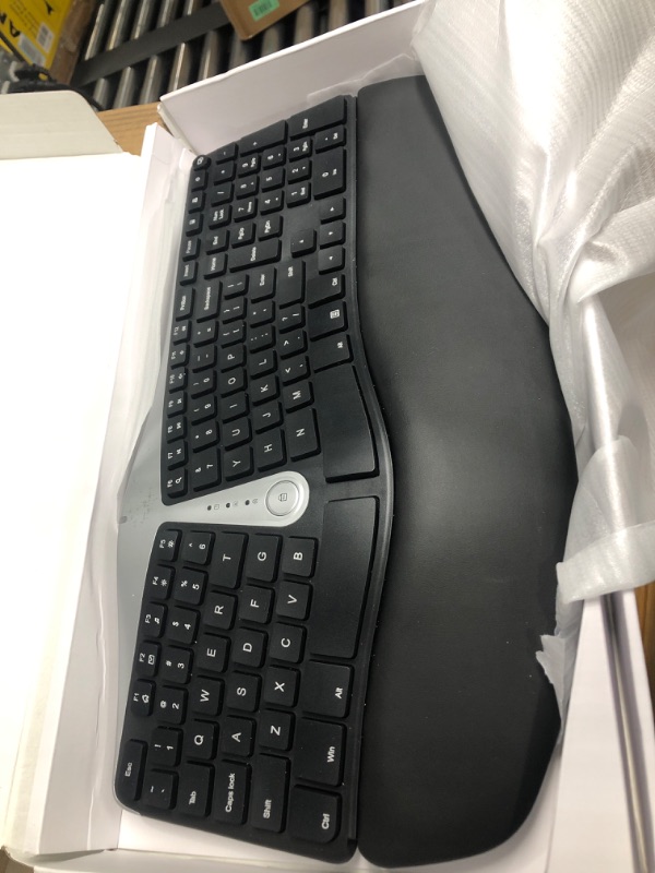 Photo 2 of Nulea Wireless Ergonomic Keyboard, 2.4G Split Keyboard with Cushioned Wrist and Palm Support, Arched Keyboard Design for Natural Typing, Compatible with Windows/Mac