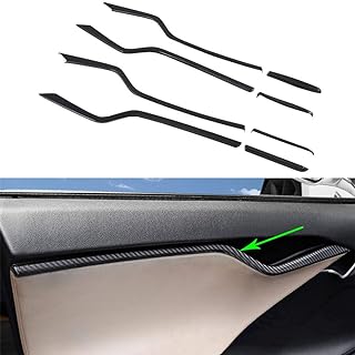 Photo 1 of Inner Door Trim Cover Interior Moldings Trims for Tesla Model S 2016-2020 ABS Imitation Carbon Fiber Interior Accessories (Pack of 8)