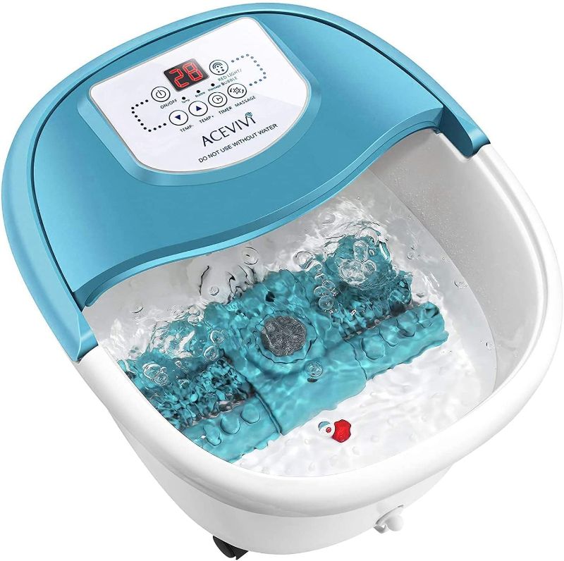 Photo 1 of ACEVIVI Foot Spa Bath Massager with Heat and Bubble Jets Electric Shiastu Massage Rollers Motorized Maize Massage Rollers Pedicure Stone Mani/Pedi Soak Tub Home Bucket Heating Foot Spa Machine
