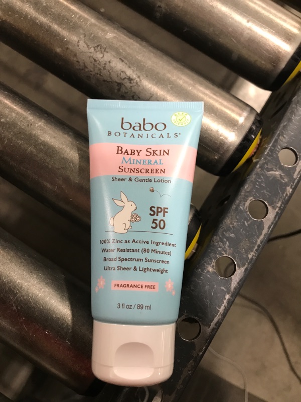 Photo 2 of  Babo Botanicals Sensitive Baby Mineral Sunscreen Lotion SPF50 - Natural Zinc Oxide - Face & Body - Fragrance-Free - Water-Resistant - EWG Verified - Vegan - Extra Sensitive Skin - For Babies & Kids 