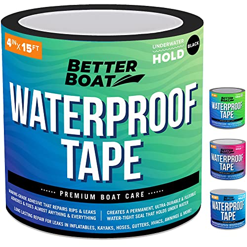Photo 1 of Black Waterproof Tape for Leaks Thick Heavy Duty Water Proof Tape Sealing Marine Grade Outdoor Pools, Gutter, Underwater, Stop Leak Seal Tape Repair Patch & Seal Sealant 15 Feet x 4 Inches