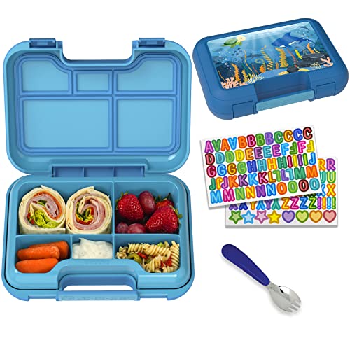 Photo 1 of  Mainstream Source Kids Grab-and-Go Bento Lunch Bento Box – Includes Removable Tray with 5 Compartments, Spork, & Name Stickers for the Ultimate Kids 