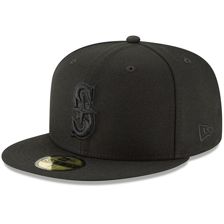 Photo 1 of Men's New Era Black Seattle Mariners Primary Logo Basic 59FIFTY Fitted Hat
