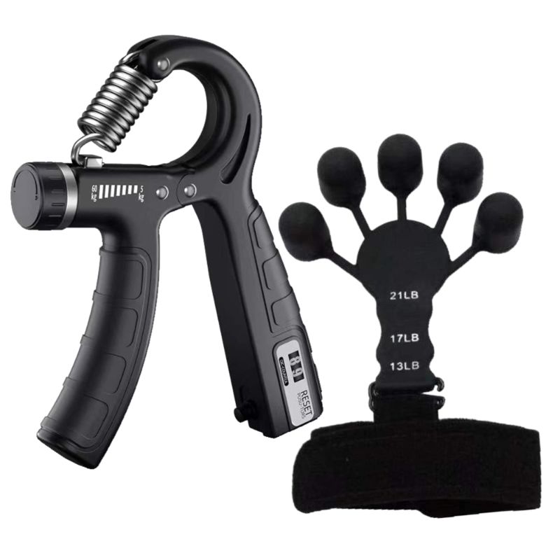 Photo 1 of 2 PC Hand Grip Strengthener - Adjustable Hand Exerciser and Finger Stretcher - Grip Strength Trainer for Muscle Building, Hand Therapy and Recovery - Forearm Exerciser - Hand Exercisers for Therapy