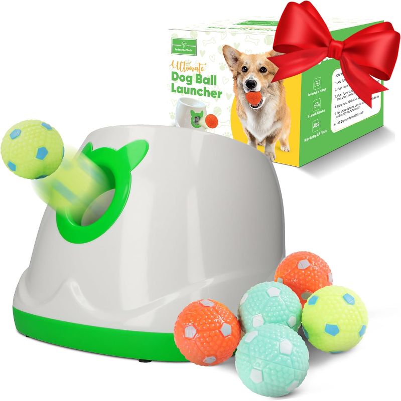 Photo 1 of Automatic Dog Ball Launcher Dog Fetch Machine for Small to Medium Sized Dogs,3 Launch Distances, Ball Launcher for Dogs with 6 Latex Balls, Dual Power...
