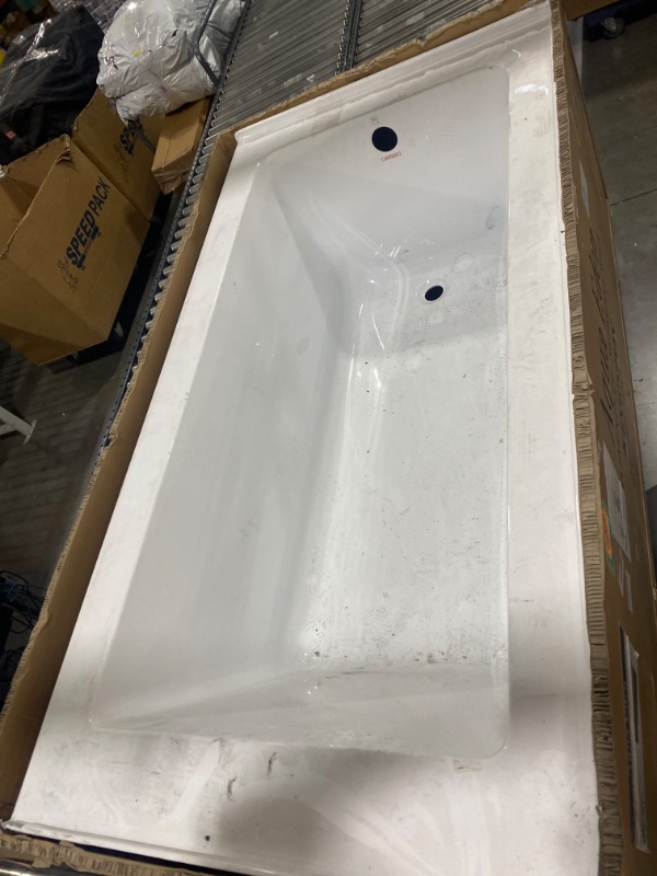 Photo 2 of Aqua Eden 60 Acrylic Alcove Bathtub with Left Hand Drain and Overflow Hole, White