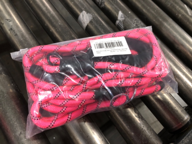 Photo 2 of  6 ft Slip Lead and Rope Basic Dog Leash Set | Reflective Strong Rope | Soft Padded Handle | 3/8 Inch Thick for Small Medium Dogs | Neon Pink 