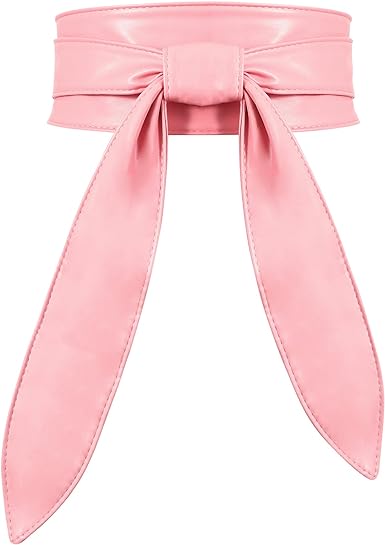 Photo 1 of WHIPPY Women Obi Belt Fashion Wrap Around Wide Waistband Knotted Belt for Dress, Large (Length 96.5"/245cm, fits for waist size 29"-38") PINK