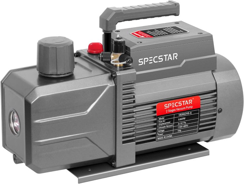 Photo 1 of SPECSTAR 110V 9.6 CFM 1 HP Dual-Stage Rotary Vane HVAC Air Vacuum Pump for R12 R22 R134a R410a Systems with Oil Bottle
