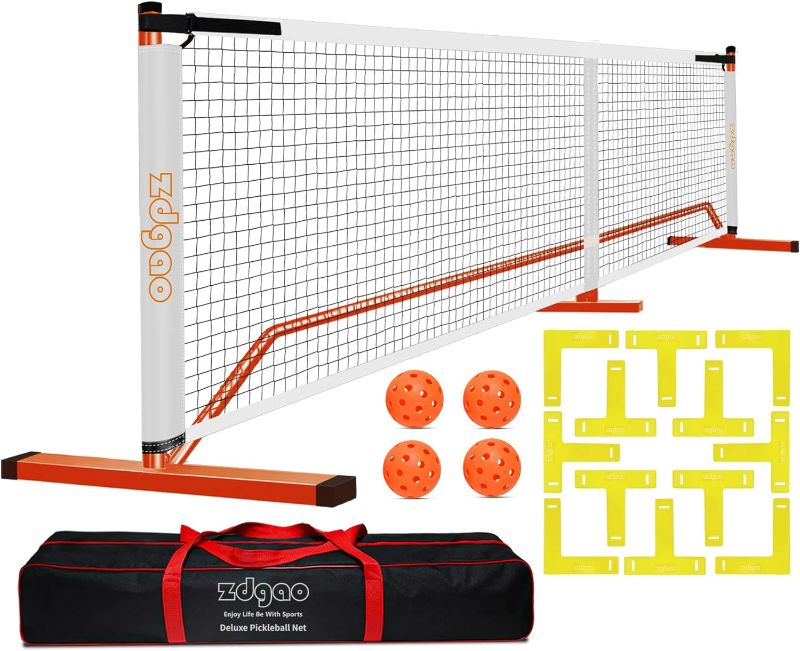 Photo 1 of Zdgao Pickleball Net with Court Marking Kit, 4 Pickle Balls, and Carry Bag - Complete Bundle for Easy Setup and Play on Any Surface
