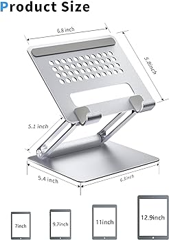 Photo 1 of  ALASHI Tablet Stand for Desk, Multi-Angle Adjustable Tablet Holder, Foldable Portable Ergonomic Design, Premium Metal Tablet Riser Compatible with 7 to 13.3 Inches Tablets, Silver 