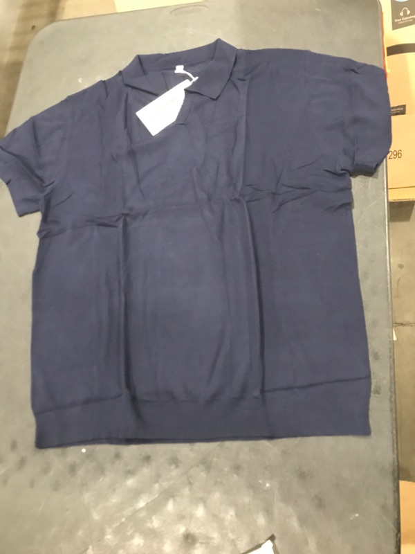 Photo 1 of Men's Collar Shirt. Navy Blue. Size XL