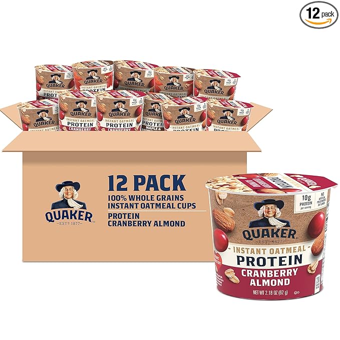 Photo 1 of Quaker Protein Instant Oatmeal Express Cups, Cranberry Almond, 10g Protein, 2.18 Ounce (Pack of 12)
Visit the Quaker Store exp date 08/13/2024