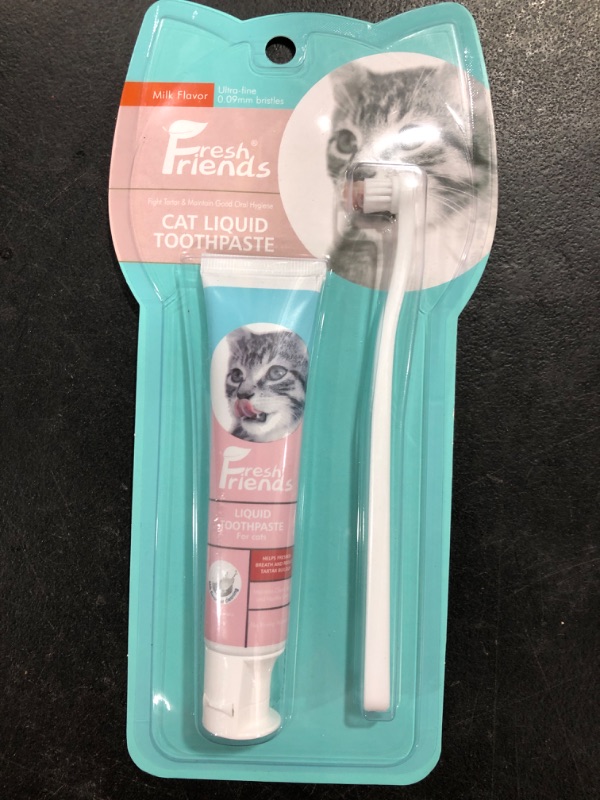 Photo 1 of Fresh Friends Enzymatic Cat Tooth Brushing Kit Milk Flavor