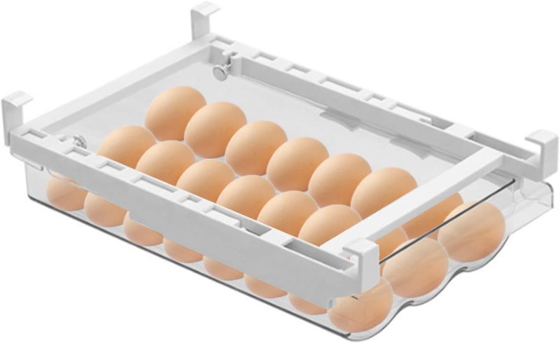 Photo 1 of EOSVAROG 2 Pack Egg Container for Refrigerator, 15 Egg Holder for Refrigerator, Fridge Organizers and Storage, Plastic Clear Refrigerator Organizer Bins, Adjustable Fridge Undershelf Egg Drawer 2 Egg Trays