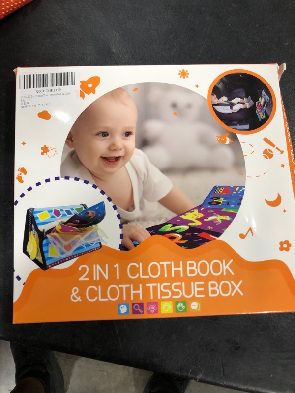 Photo 1 of 2 in 1 cloth book & Cloth Tissue Box. 3-12Months