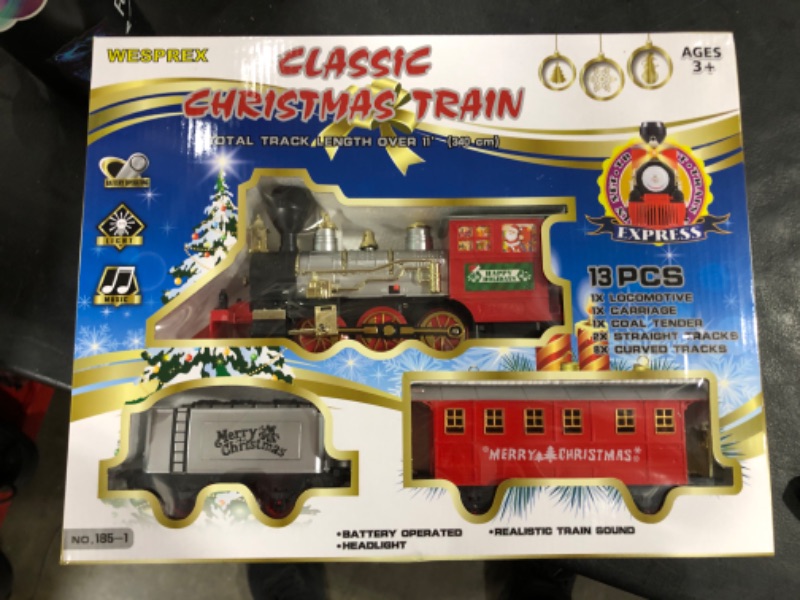 Photo 1 of WESPREX Electric Train Set for Kids w/Headlight, Realistic Sound, Battery-Operated Classic Toy Train, 1 Locomotive, 2 Compartments, 10 Railway Tracks, Gift for Boys Girls Age 4 5 6 7 - Christmas