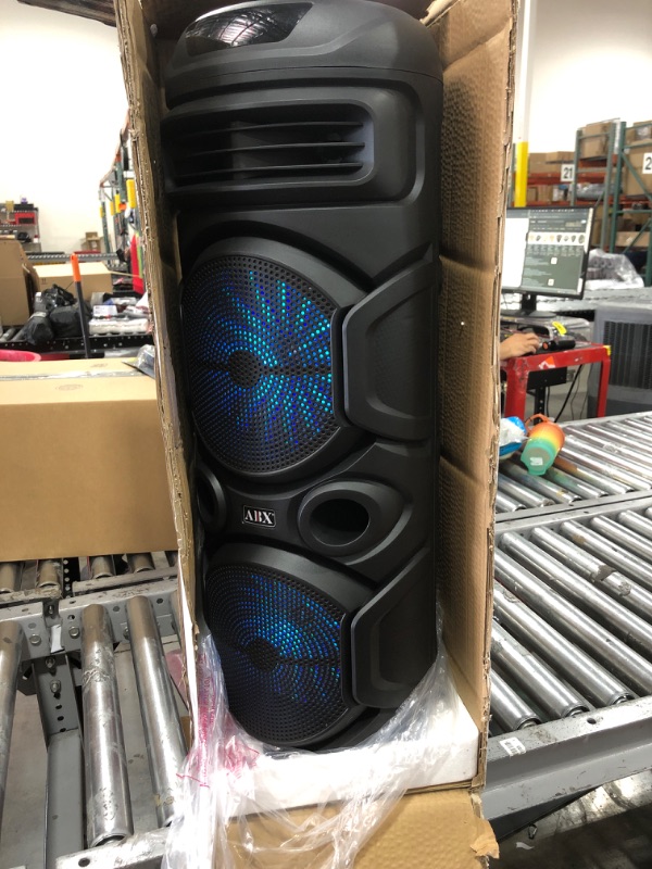 Photo 2 of Audiobox Dual 8" Portable Party PA Speaker P/N ABX-2900R LED Lit RGB 32"Tall
