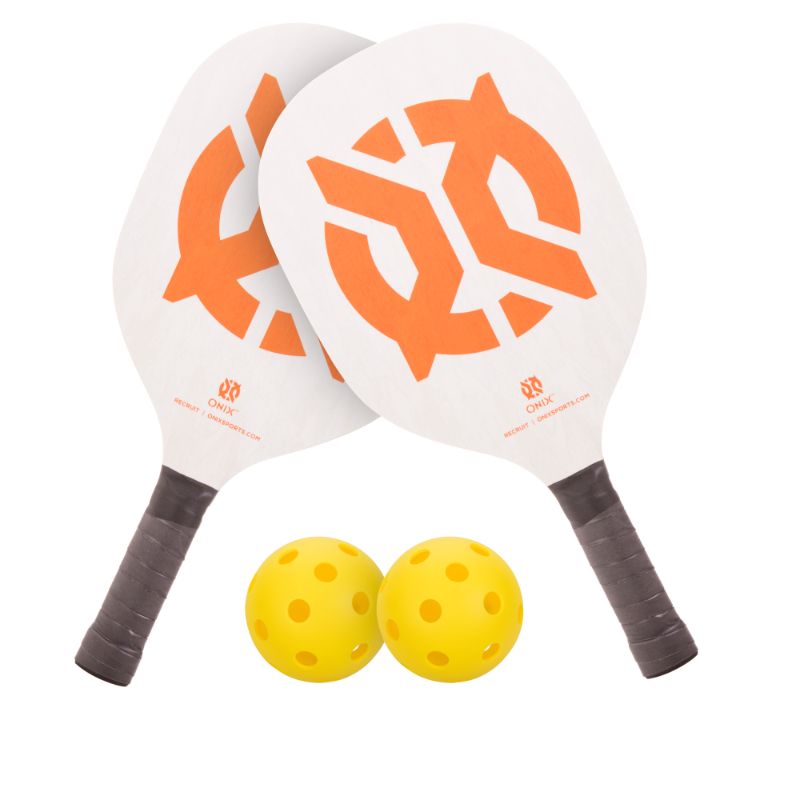 Photo 1 of Onix Recruit Pickleball Starter Set Includes 2 Paddles and 2 Pickleballs For All Ages and Skill Levels to Learn to Play, White, 3.00 x 8.00 x 16.00"