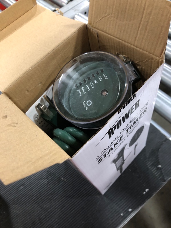 Photo 2 of iPower Power Strip Yard Stake Timer with Photocell Grounded Outlets Till Dawn, or On at Dusk & 2, 4, 6, 8 Hour Countdown, Weatherproof