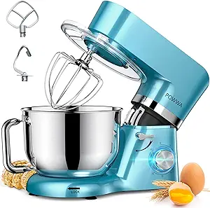 Photo 1 of Stand Mixer, POWWA 7.5 QT Electric Mixer, 6+P Speed 660W Household Tilt-Head Kitchen Food Mixers with Whisk, Dough Hook, Mixing Beater & Splash Guard for Baking, Cake, Cookie, Kneading (Blue)
