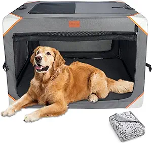 Photo 1 of Collapsible Dog Crate-Portable Dog Crates for Large Dogs,4-Door Portable Pet Travel Crate,Sturdy/Breathable/Comfortable,Indoor & Outdoor & Car Back Seat;Soft Dog Blanket